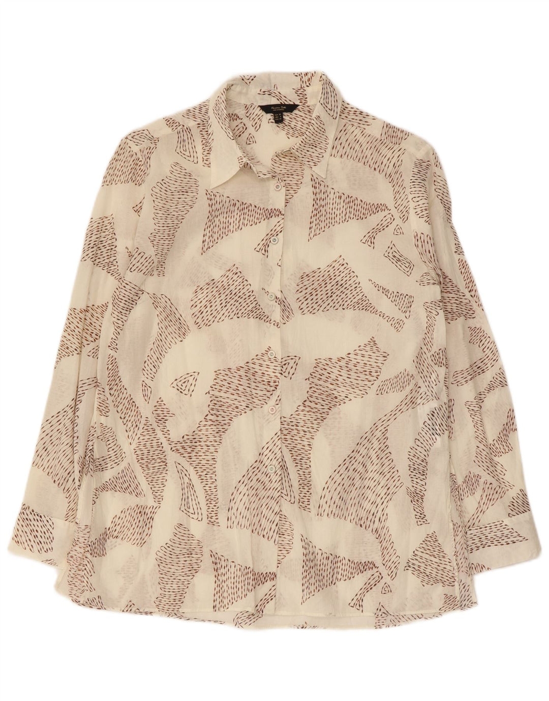 Massimo Dutti Damen-Hemd mit abstraktem Muster, EU 38, kleine weiße Baumwolle