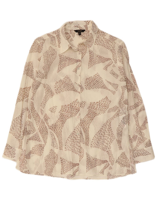 Massimo Dutti Damen-Hemd mit abstraktem Muster, EU 38, kleine weiße Baumwolle