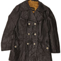 VINTAGE Damen Zweireihige Lederjacke UK 12 Medium Schwarz