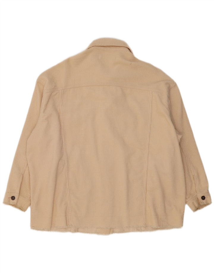 Zara Damen Übergroße Cordjacke UK 18 XL Off White Baumwolle