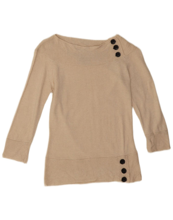 Marks & Spencer Damen-Pullover mit 3/4-Ärmeln und U-Boot-Ausschnitt, Gr. 8, Beige