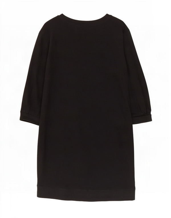 Zara Damen Langarm-Sweatshirt-Pulloverkleid UK 16 Large Schwarze Baumwolle
