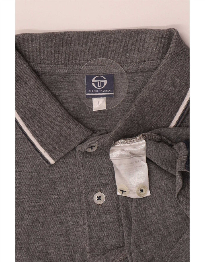 Sergio Tacchini Herren Slim Fit Poloshirt Große graue Baumwolle