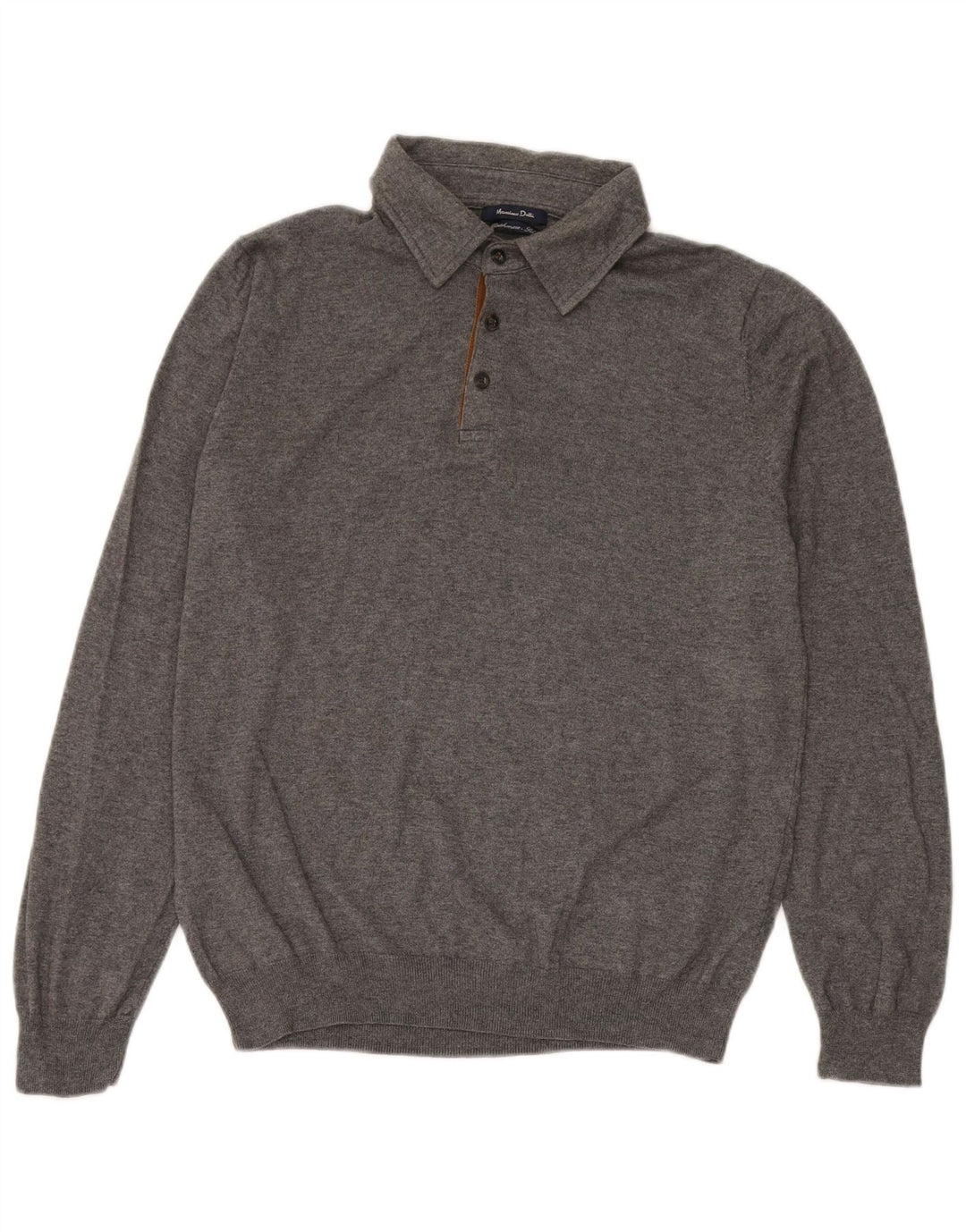 MASSIMO DUTTI Herren-Pullover mit Rollkragen, groß, aus grauer Baumwolle