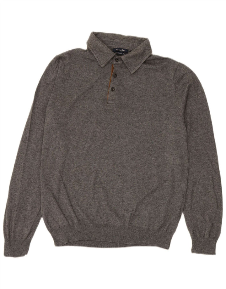 MASSIMO DUTTI Herren-Pullover mit Rollkragen, groß, aus grauer Baumwolle