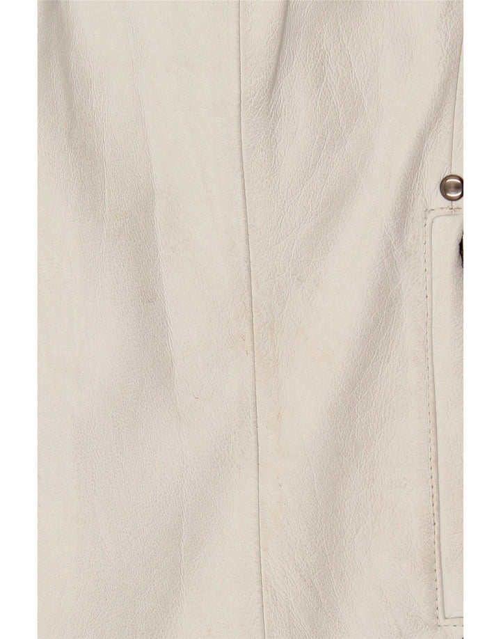 Vintage Damen Lederjacke EU 42 Großes weißes Leder