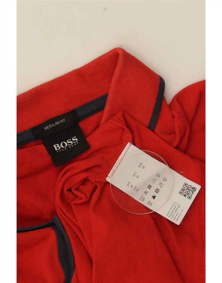 Hugo Boss Herren-Poloshirt mit normaler Passform, mittelrote Baumwolle