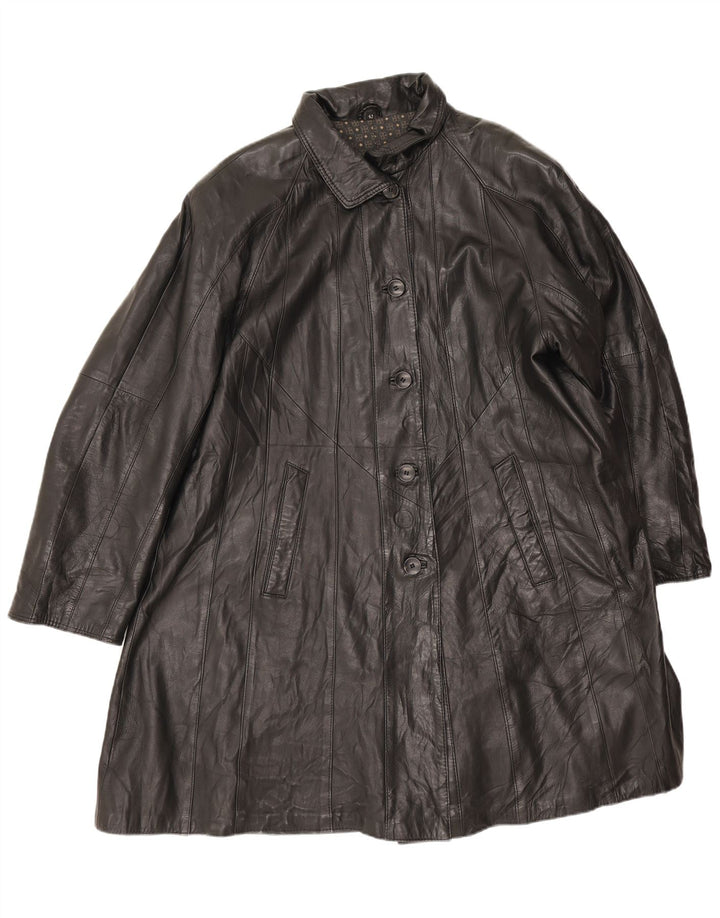 Vintage Damen Übergroßer Ledermantel EU 42 Großes schwarzes Leder