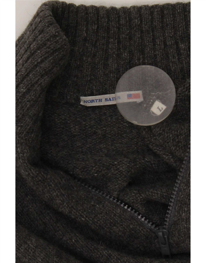 North Sails Herren-Pullover mit Reißverschluss am Hals, groß, grau gefleckt