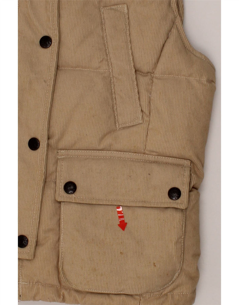 RALPH LAUREN Womens Padded Gilet UK 14 Medium Beige Pinstripe Cotton Vintage Ralph Lauren and Second-Hand Ralph Lauren from Messina Hembry 