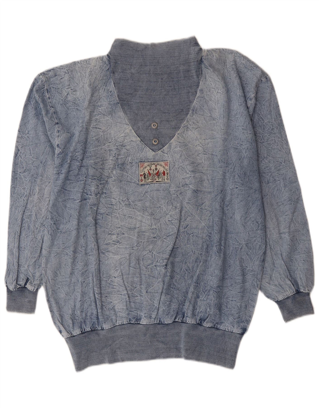 Vintage Damen Oversized Sweatshirt Pullover EU 44 XL Blaue Baumwolle