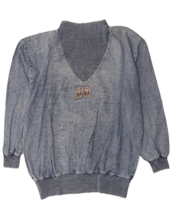 Vintage Damen Oversized Sweatshirt Pullover EU 44 XL Blaue Baumwolle