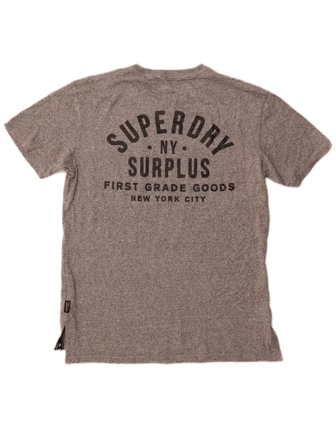 Superdry Herren Grafik-T-Shirt-Oberteil aus mittelgrau gesprenkelter Baumwolle