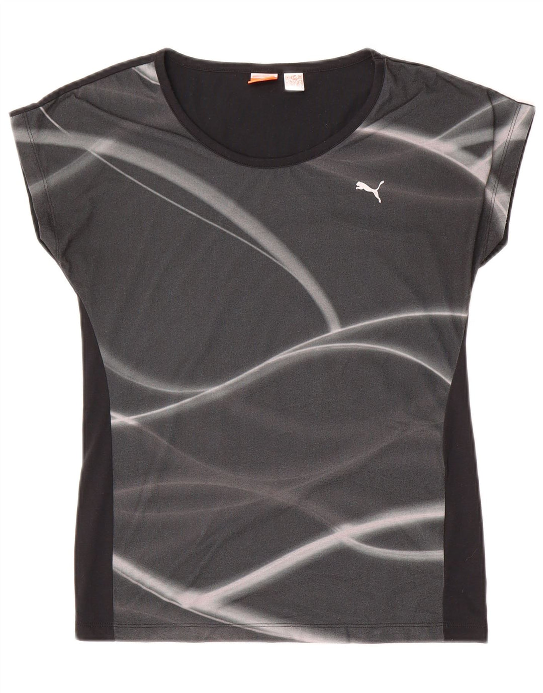 PUMA Womens Graphic T-Shirt Top UK 10 Small Black Geometric