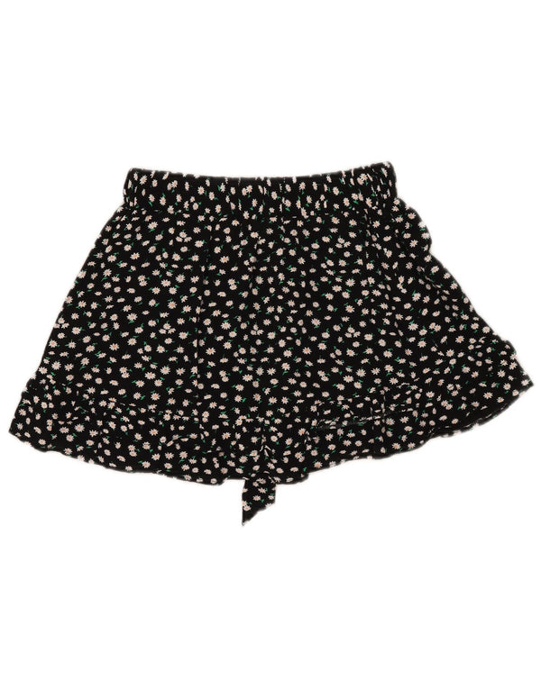Zara Damen Skort UK 10 Small Schwarz geblümt