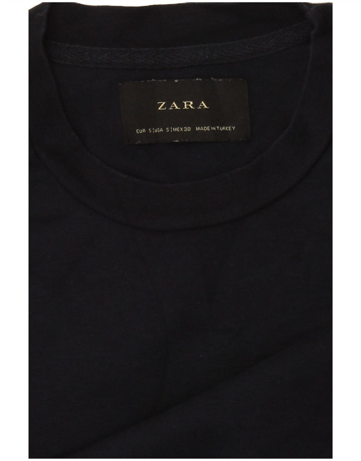 Zara Herren-Sweatshirt-Pullover, klein, Marineblau, Farbblock