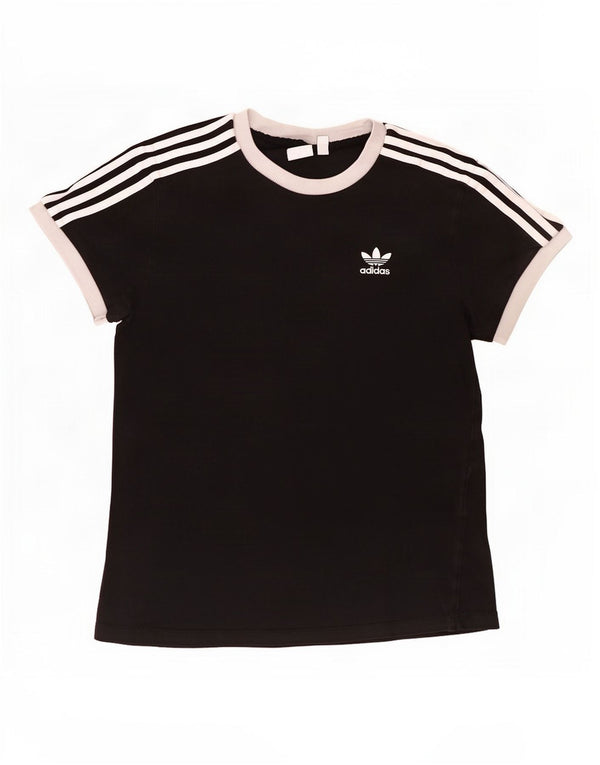 Adidas Damen T-Shirt Top UK 8 Small Schwarz Colourblock Baumwolle