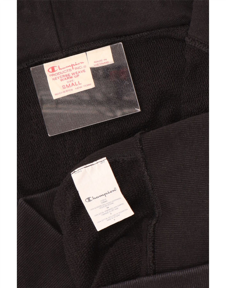 Champion Damen Reverse Weave Zip Hoodie Pullover UK 10 Small Schwarz Baumwolle