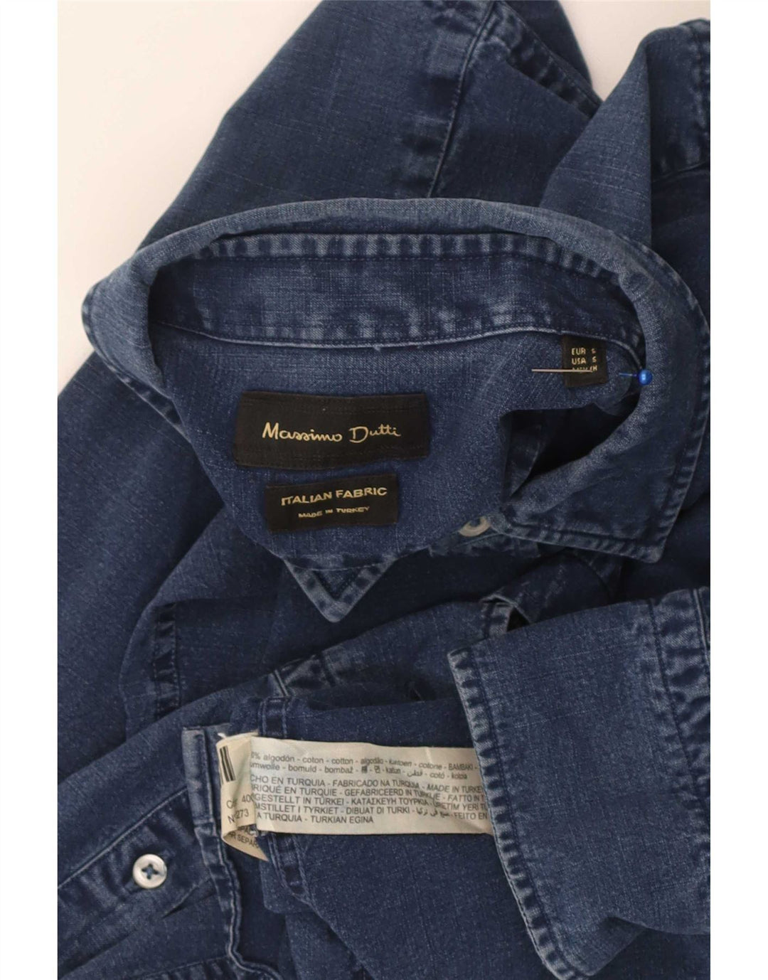 Massimo Dutti Mens Regular Fit Denim Shirt Small Blue Cotton