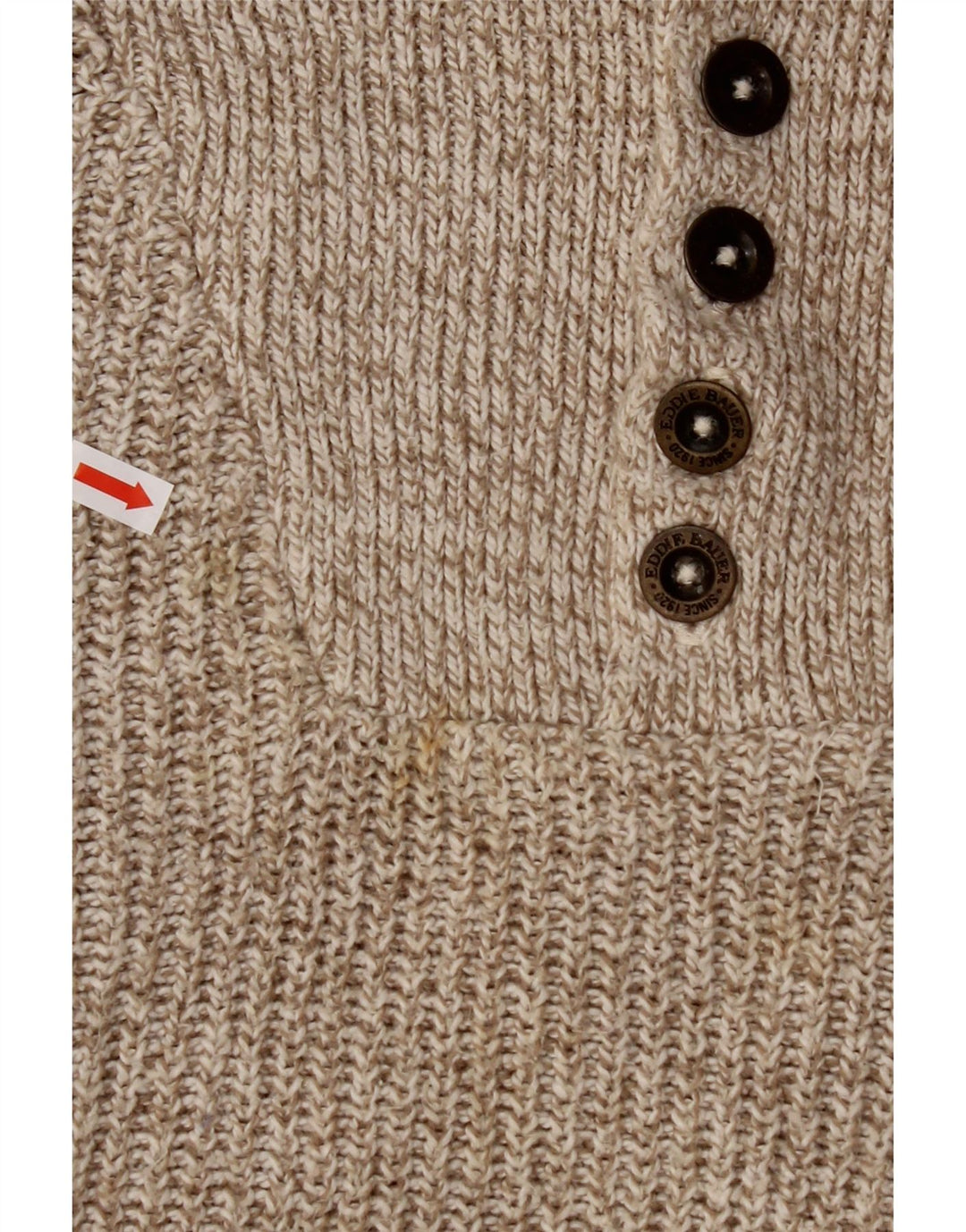 EDDIE BAUER Herren-Pullover, übergroß, Knopfkragen, XL, Beige gefleckt