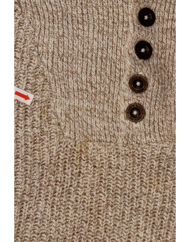 EDDIE BAUER Herren-Pullover, übergroß, Knopfkragen, XL, Beige gefleckt