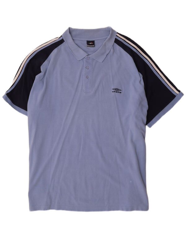 Umbro Herren-Poloshirt 4XL, blaue Colourblock-Baumwolle