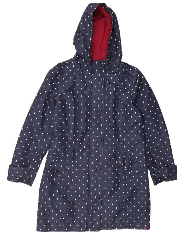 Joules Damen-Regenmantel mit Kapuze, UK 14, groß, marineblau, gepunktet, Polyester