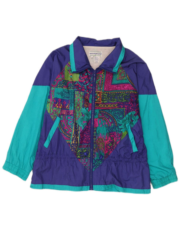 Westbound Damen Übergroße Regenjacke UK 10 Small Marineblaues Paisley-Nylon