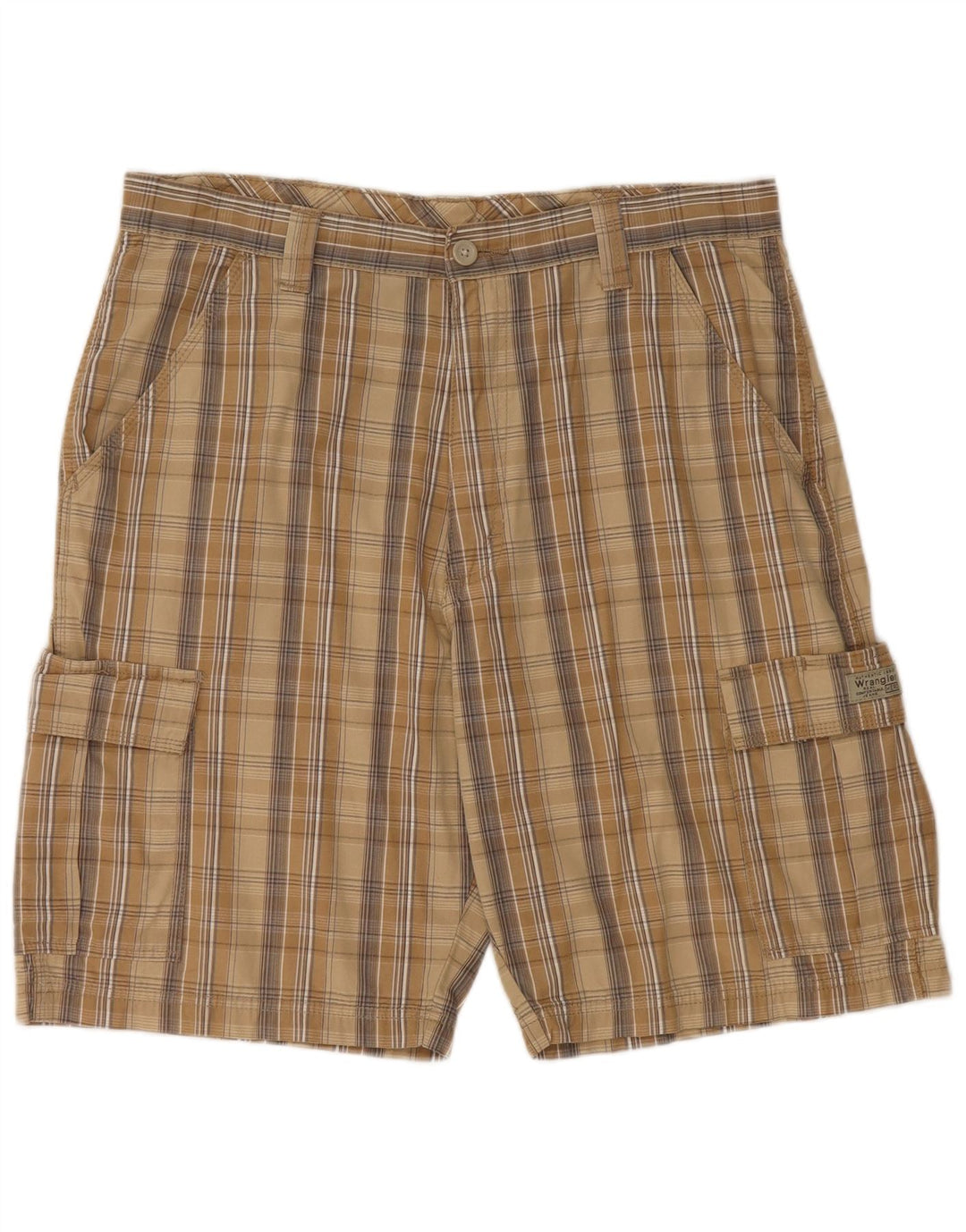 WRANGLER Herren-Cargo-Shorts W34, groß, braun kariert, Baumwolle