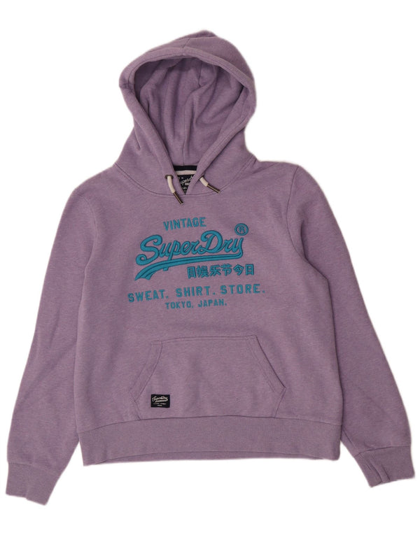 Superdry Graphic Hoodie-Pullover für Damen, UK 16, Größe L, Lila, gesprenkelte Baumwolle
