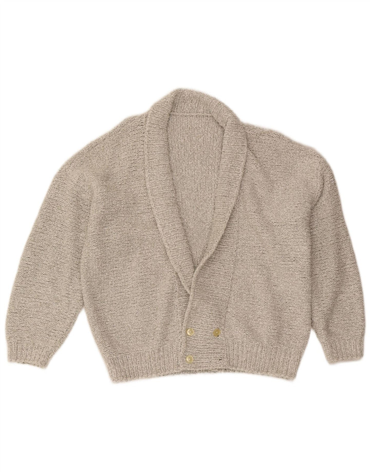Vintage Herren Doppelreihiger Cardigan Pullover Mittelgrau