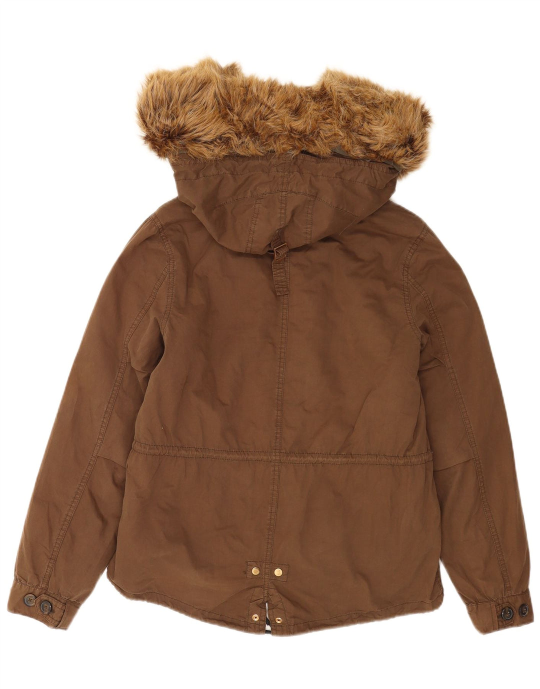 Übergroße Parka-Jacke mit Kapuze von Zara für Damen, UK 10, Größe S, braun, Polyester