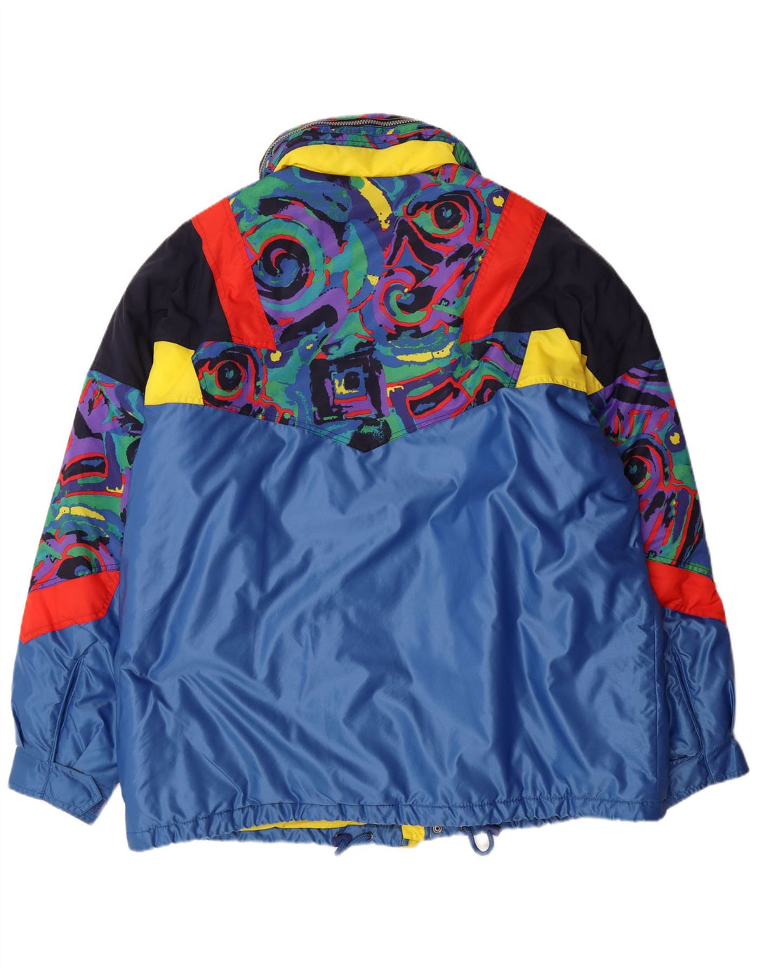 FILA Herren-Skijacke mit grafischer Kapuze, IT 58 3XL, blaues Colourblock-Polyamid