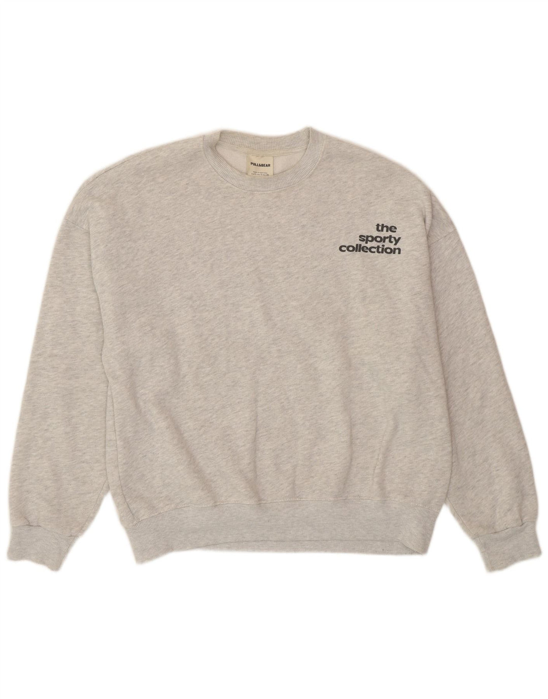 Pull & Bear Damen-Sweatshirt mit Grafik, Gr. 10, Größe S, Grau meliert