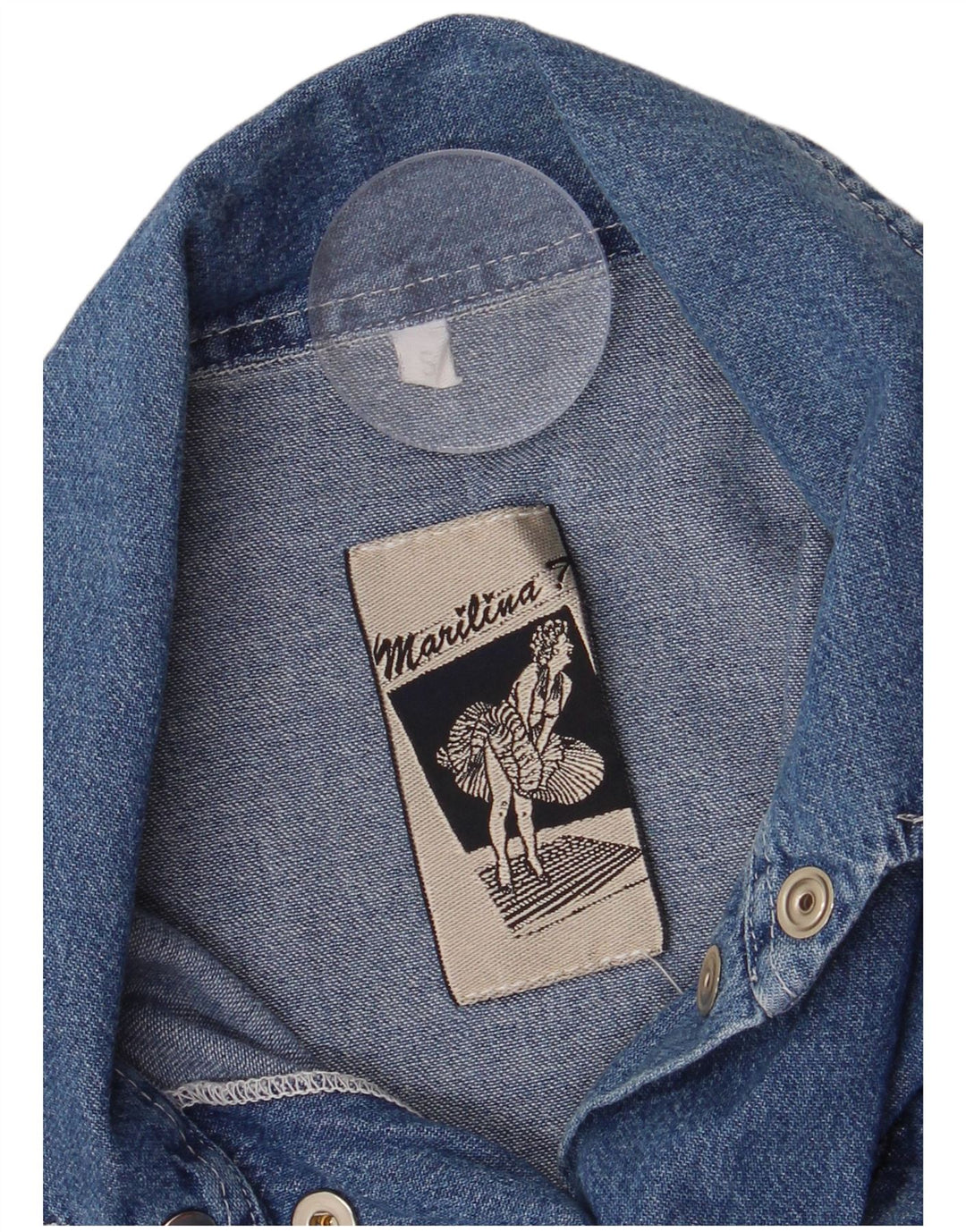 Vintage Damen Ärmelloses Jeanshemd UK 10 Small Blue