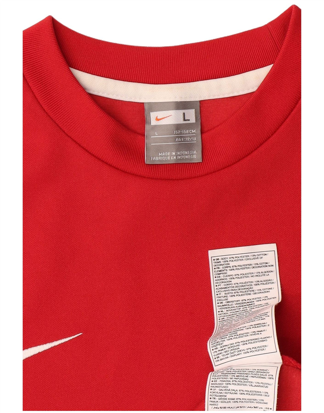 NIKE Jungen-Sweatshirt-Pullover, 12–13 Jahre, großes rotes Farbblock-Polyester