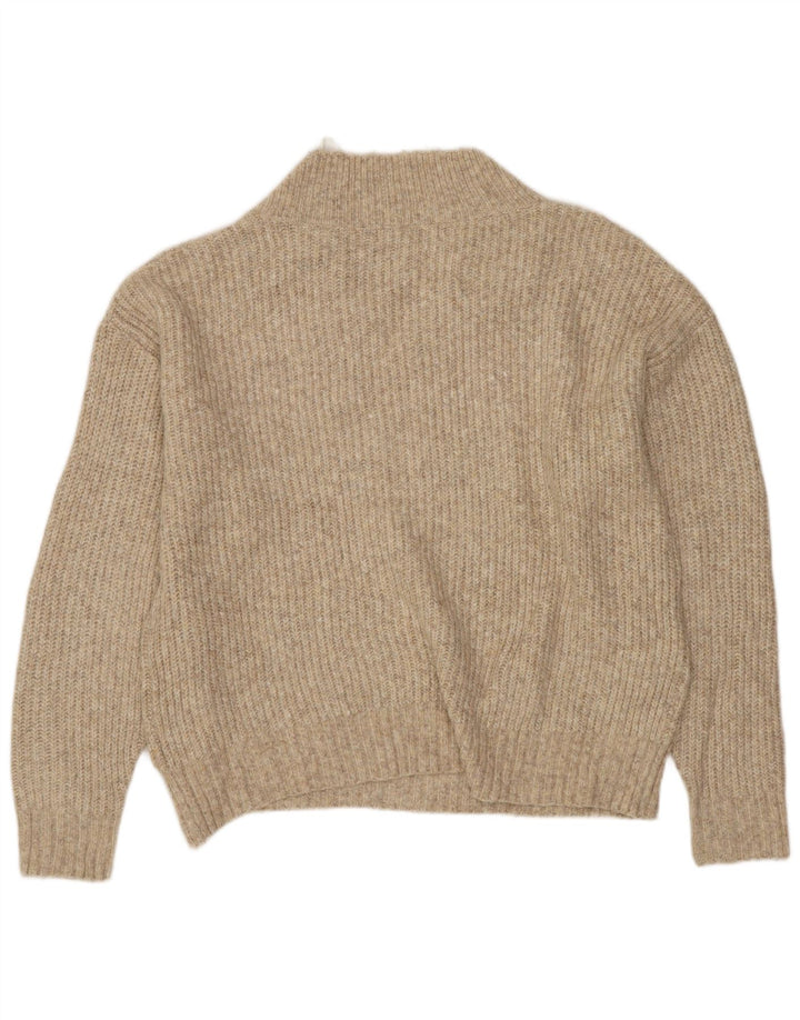 MARKS & SPENCER Damen Crop V-Ausschnitt Pullover Pullover UK 14 Mittelbeige