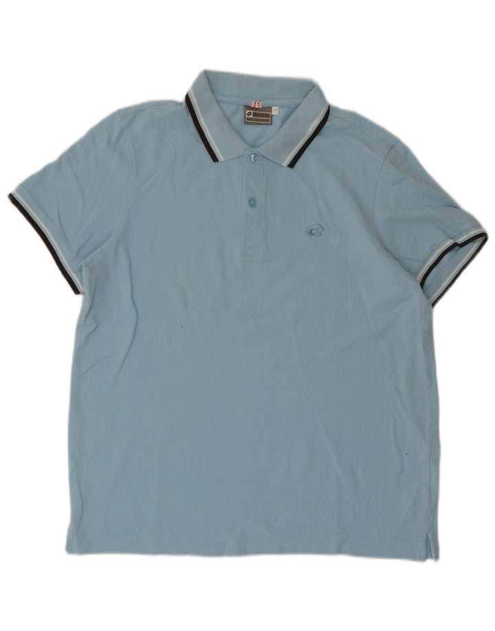 Lotto Herren-Poloshirt, groß, blau gestreift, Baumwolle