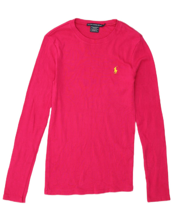 Ralph Lauren Damen Top Langarm UK 8 Small Rosa Baumwolle