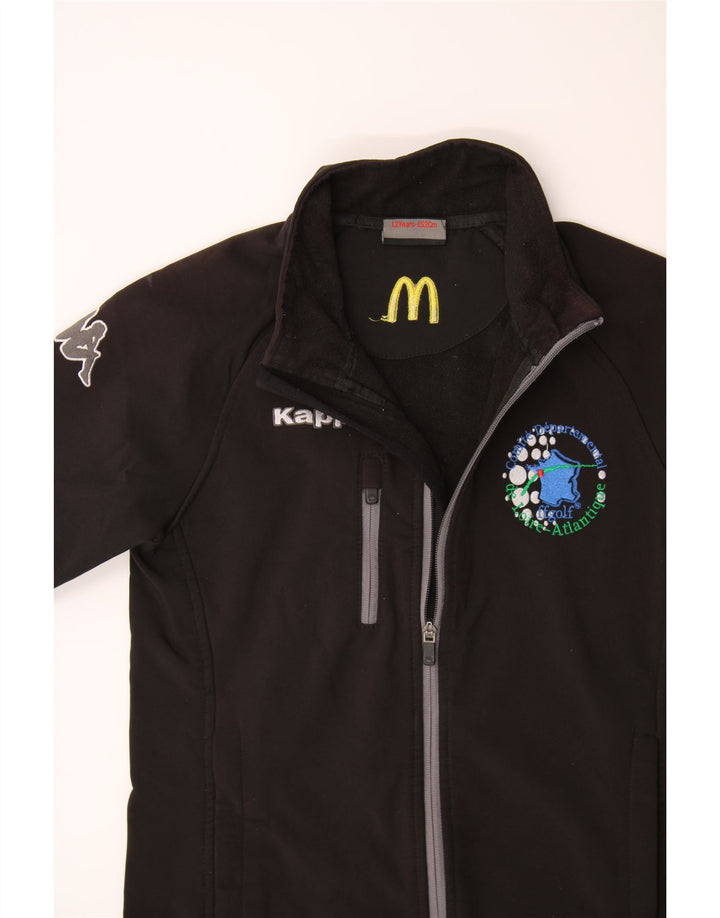 KAPPA Boys Graphic Tracksuit Top Jacket 11-12 Years Black Polyester Vintage Kappa and Second-Hand Kappa from Messina Hembry 
