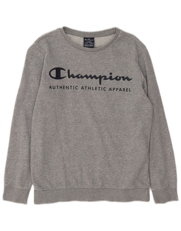 Champion Sweatshirt-Pullover mit Grafik für Jungen, 11–12 Jahre, Größe L, Grau meliert