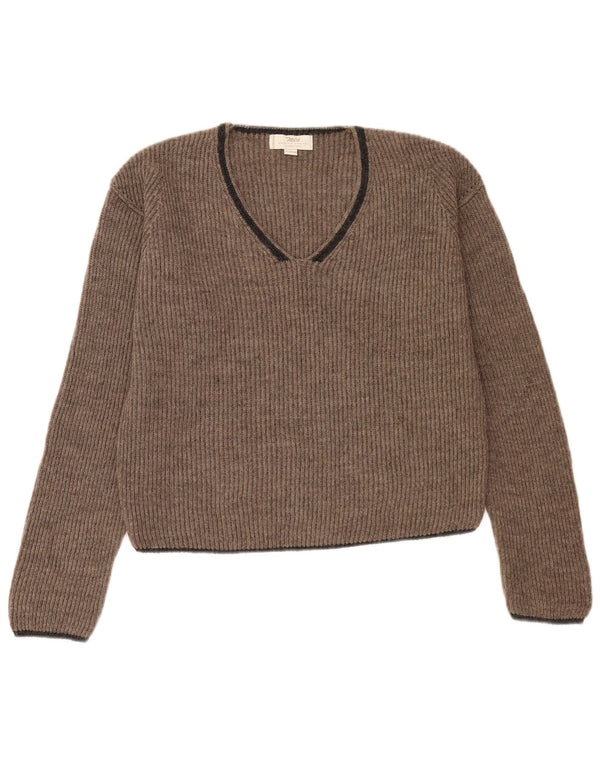 Marlboro Classics Damen Crop Pullover mit V-Ausschnitt UK 18 XL Grau Acryl