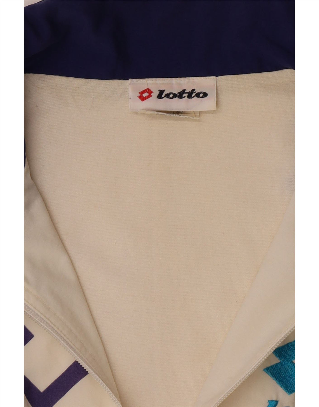Lotto Herren-Trainingsanzug mit grafischem Oberteil, große Jacke, gebrochenes Weiß, geometrisch, Retro