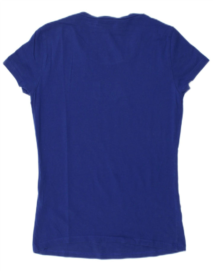 Armani Jeans Damen Grafik T-Shirt Top EU 38 Mittelblaue Baumwolle