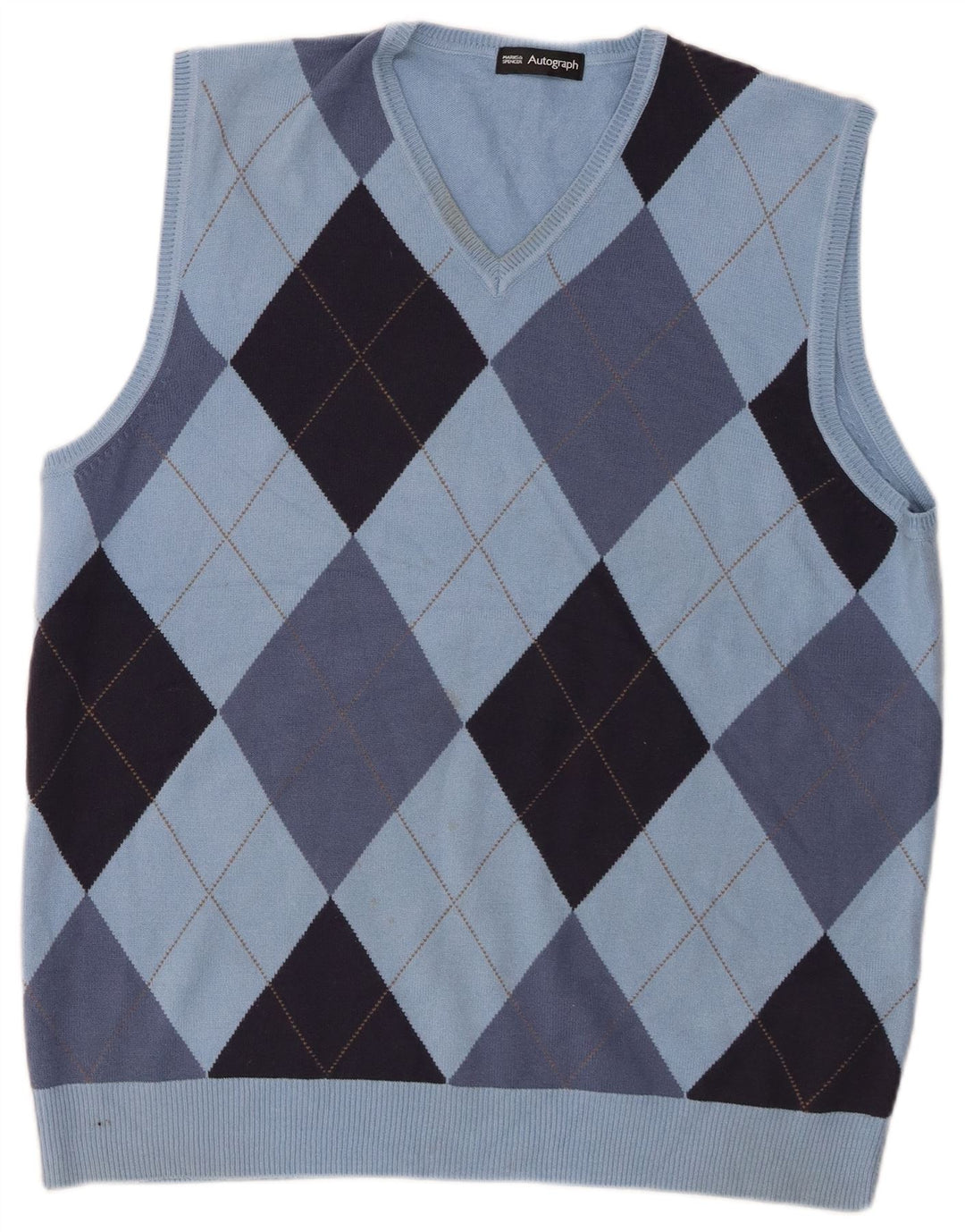 Marks & Spencer Herren-Tanktop „Autograph“, groß, blau, Argyle/Diamant
