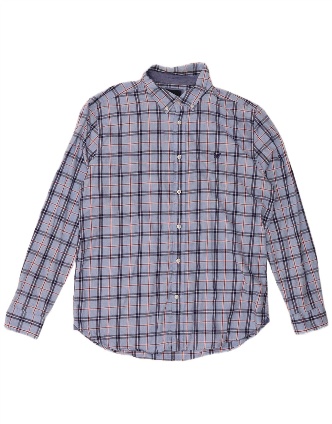 Crew Clothing Herren-Flanellhemd mit schmaler Passform, XL, blau kariert, Baumwolle