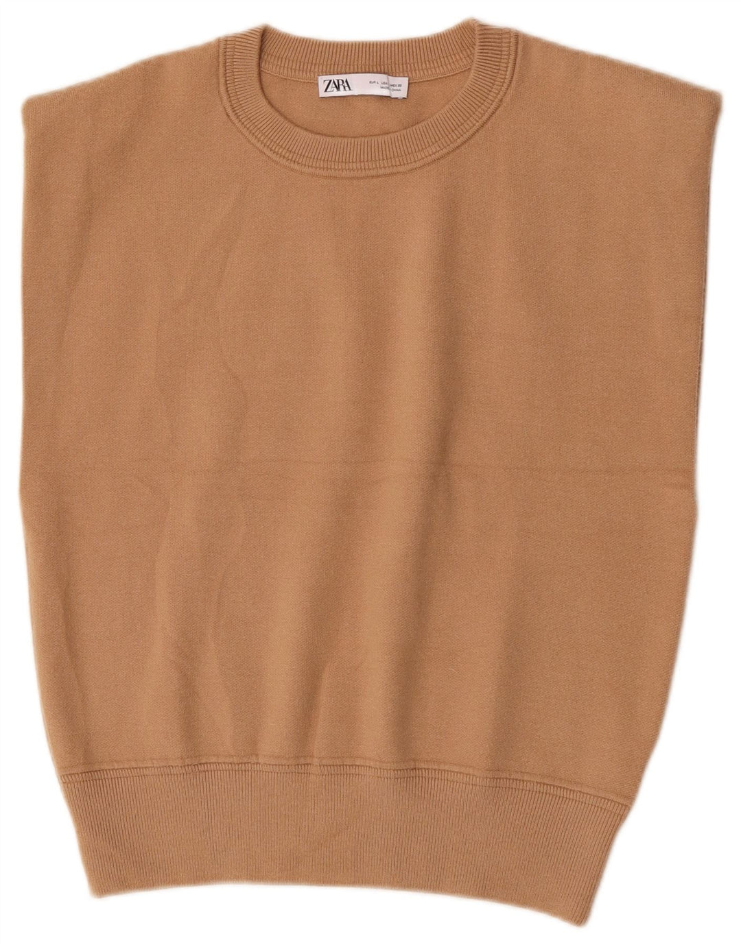 Zara Damen Weste Tank Top UK 16 Large Braune Viskose