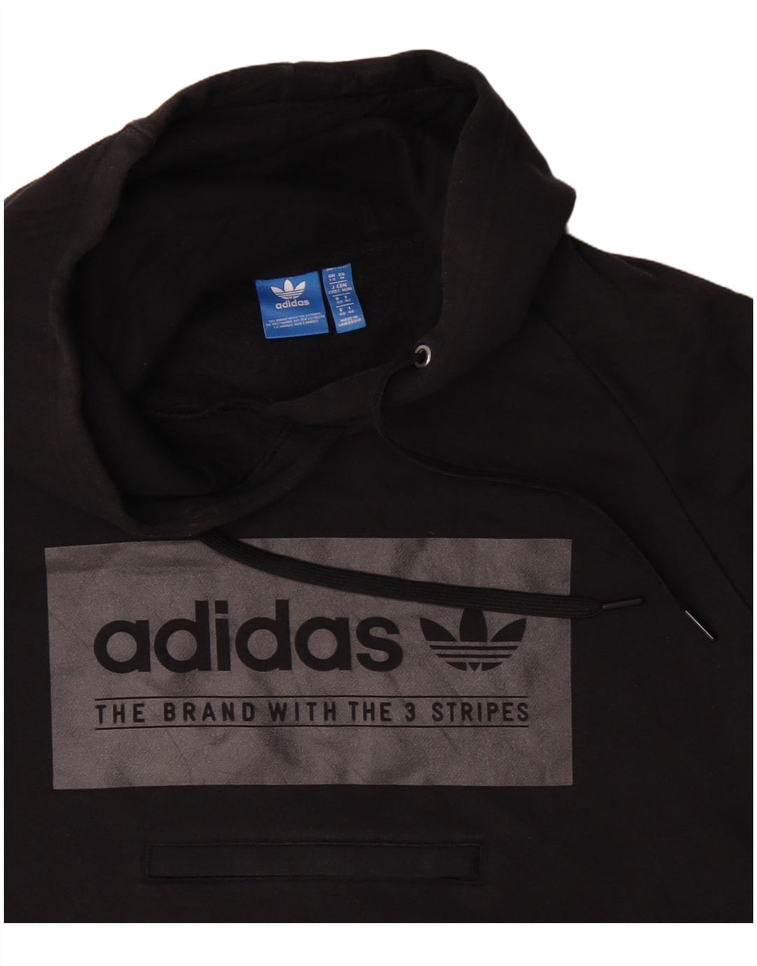 ADIDAS Damen Graphic Hoodie Pullover UK 14 Mittelschwarze Baumwolle