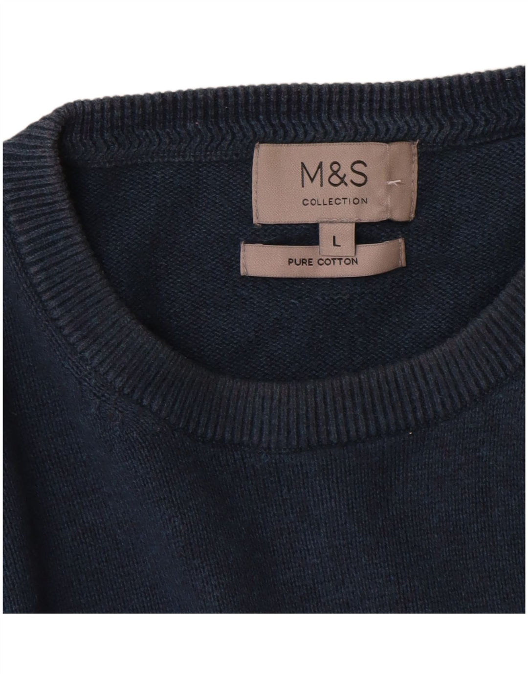 Marks & Spencer Herren-Pullover mit Rundhalsausschnitt, groß, marineblaue Baumwolle