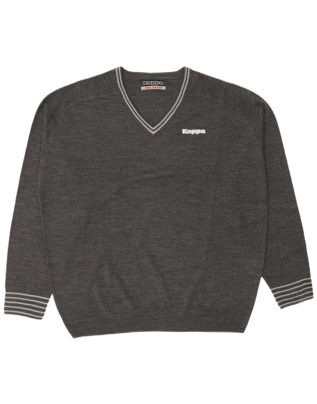 Kappa Herren-Pullover mit V-Ausschnitt, 2XL, graues Acryl